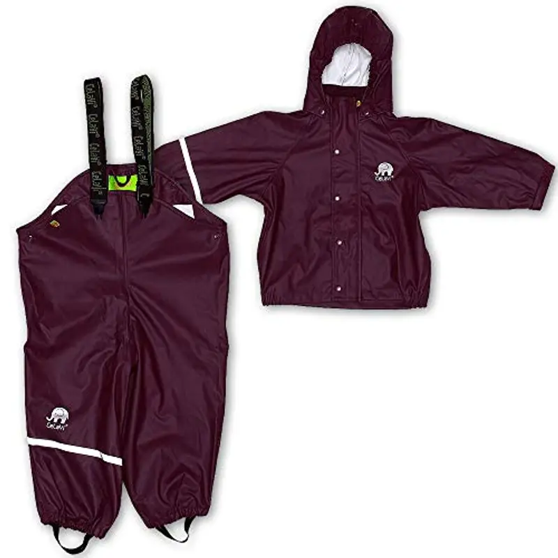 CeLaVi Zweiteiliger Regenanzug in Vielen Farben Giacca Impermeabile, Viola (Blackberry Wine 666), 4 (Taglia Unica: 80) Bimba