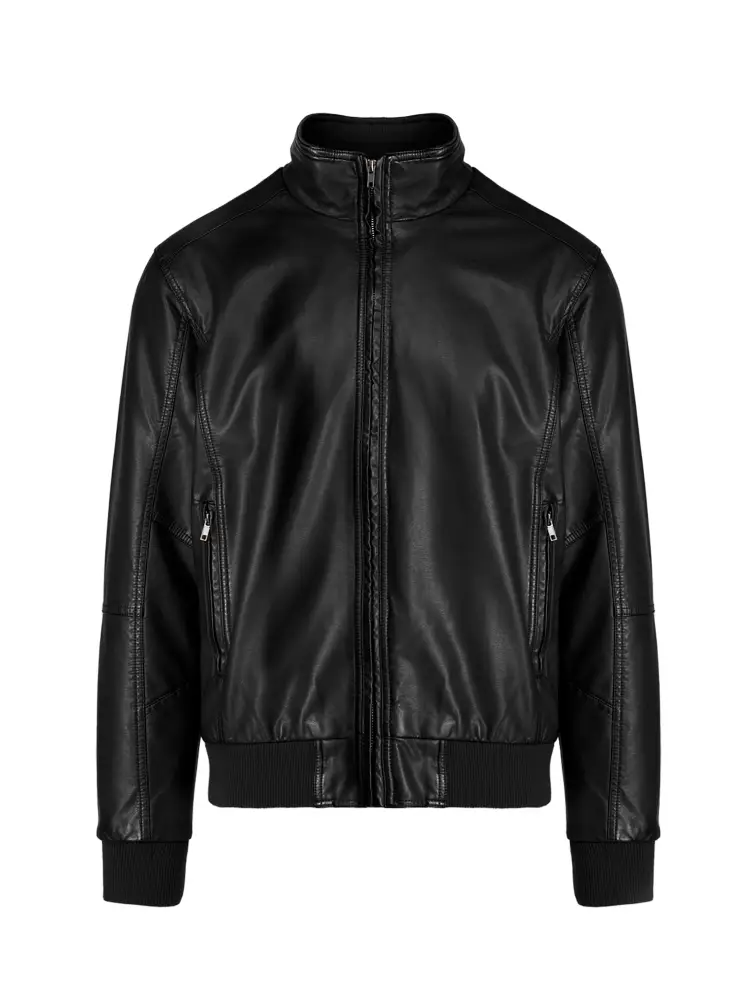 bomber in ecopelle dall'aspetto vissuto nero