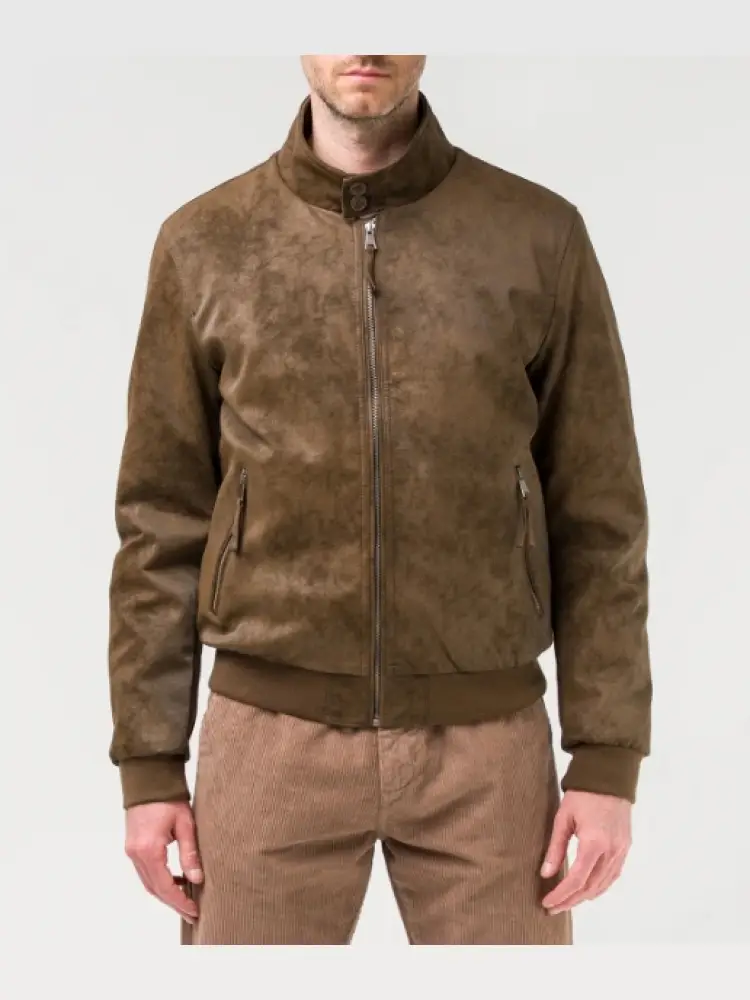 giubbotto in ecopelle scamosciato narrone con collo alto