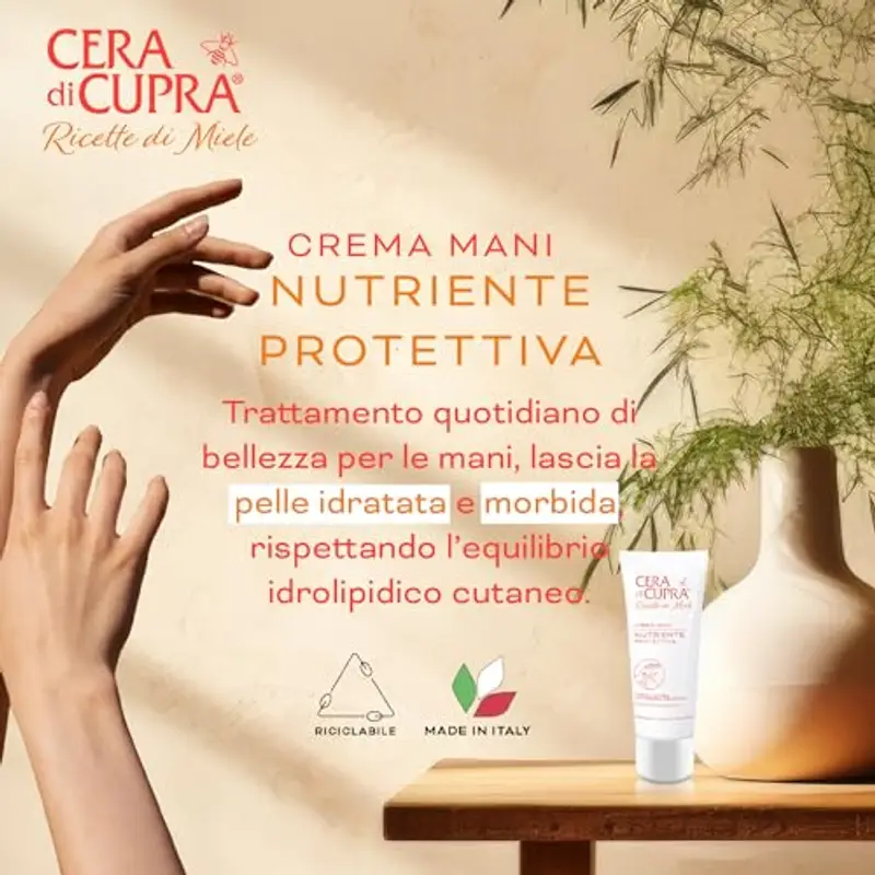 Cera di Cupra, Crema Mani Nutriente Protettiva, Trattamento Quotidiano per le Mani, Nutre e Idrata la Pelle Donando Morbidezza e Comfort, Made in Italy, Dermatologicamente Testato, 75 ml miniatura 2