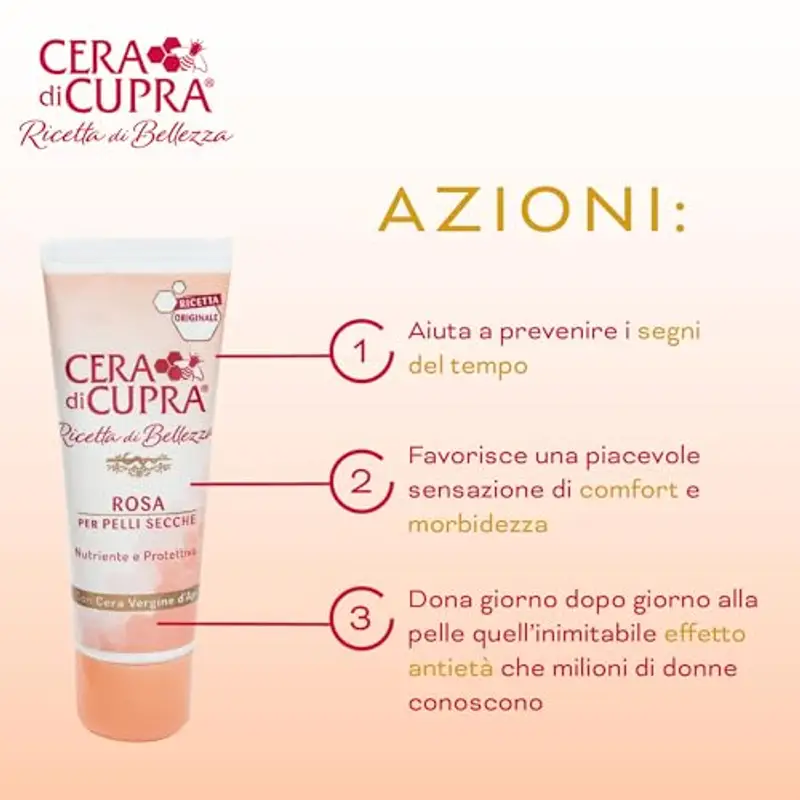 Cera di Cupra, Crema Rosa Formulazione Tradizionale, con Cera Vergine d'Api, Ricca di Componenti Protettivi, ad Azione miniatura 3