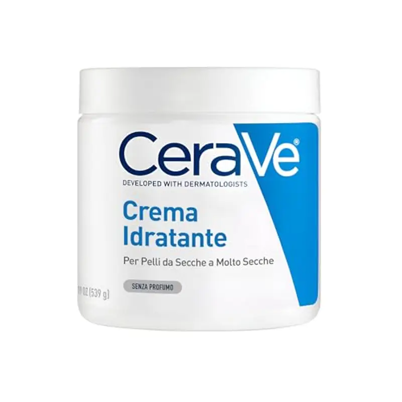 CeraVe Crema Idratante Viso e Corpo, Per Pelli da Secche a Molto Secche, Azione Protettiva e Ripristino della Barriera Cutanea, Con 3 Ceramidi e Acido Ialuronico, 542 g