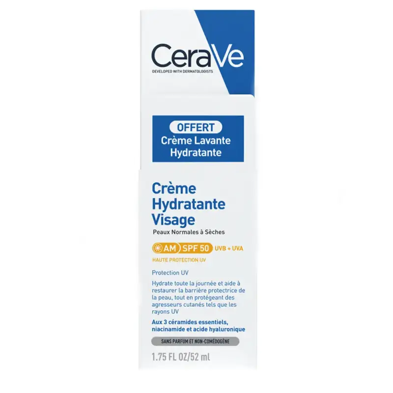 Crema Idratante Viso SPF50 52ml + Crema Lavante 20ml Pelle da Normale a Secca