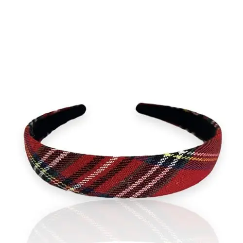 Cerchietto per Capelli Bambina in Tartan Scozzese Rosso