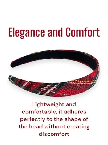 Cerchietto per Capelli Bambina in Tartan Scozzese Rosso miniatura 2
