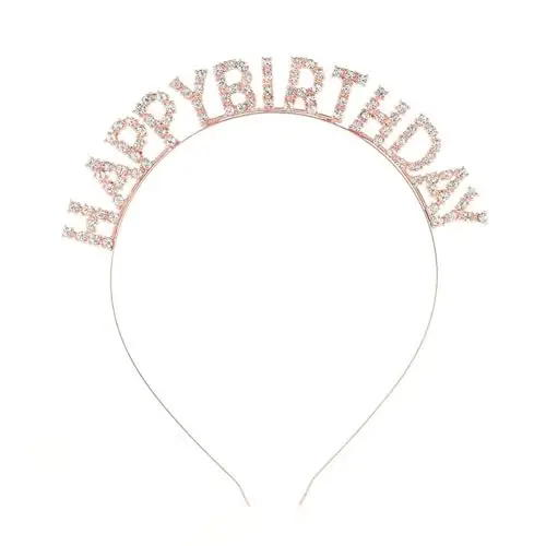 Cerchietto per capelli con scritta "Happy Birthday", diadema con strass scintillanti, per donne, ragazze, accessori per