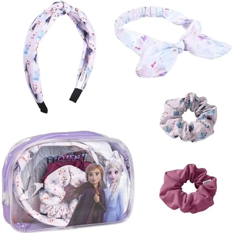 CERDÁ LIFE'S LITTLE MOMENTS - Neceser Transparente con Accesorios para el Pelo de Frozen II