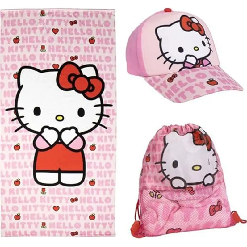 CERDÁ LIFE'S LITTLE MOMENTS Set Saquito HK Summer 2025 Cappellino da Baseball, Toalla Gorra y Bolsa Hello Kitty, Taglia