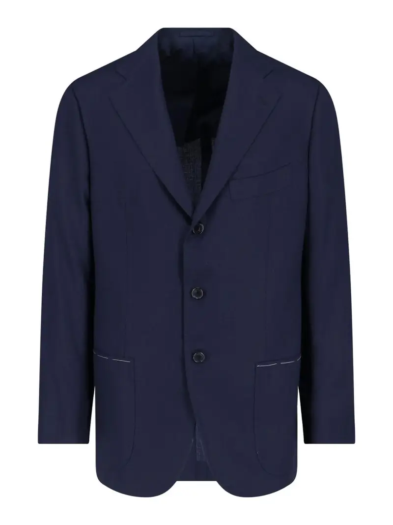 Blazer Monopetto In Lana Blu