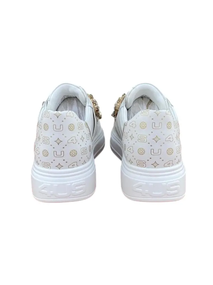 scarpe bianche donna logo sul retro miniatura 3