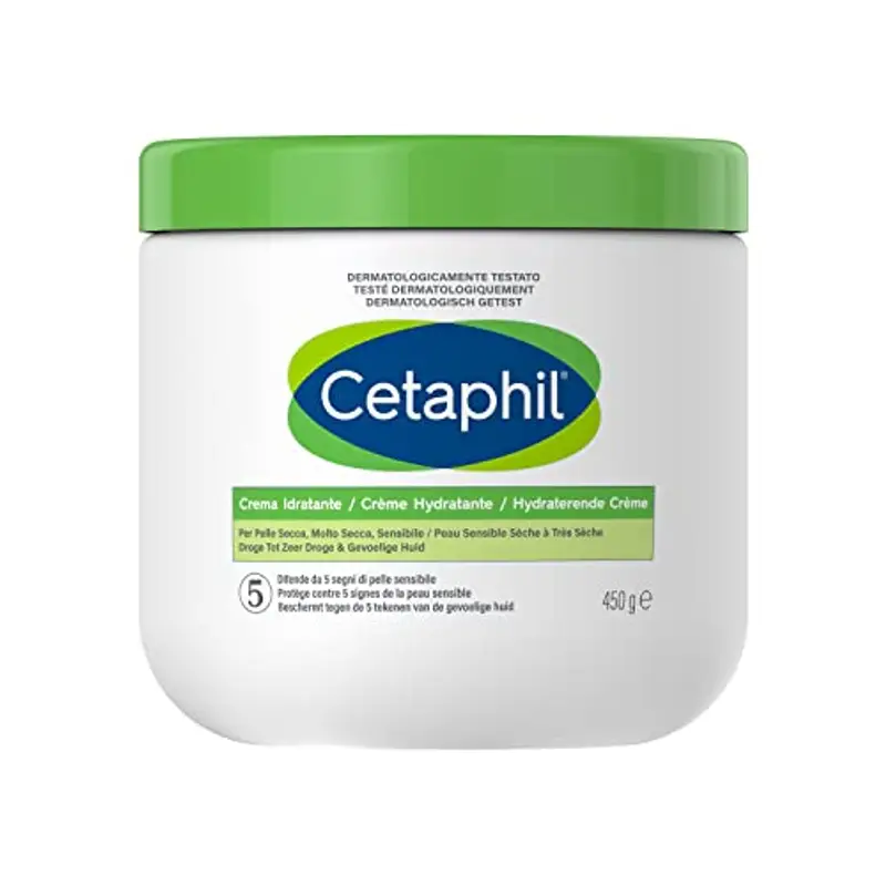 Cetaphil, Crema Idratante Viso e Corpo per uso frequente, Idratazione intensa per 24 ore, Ideale per Pelle Secca, Molto Secca, Sensibile e Danneggiata, Effetto Lenitivo, Senza Profumo, Formato 100 g