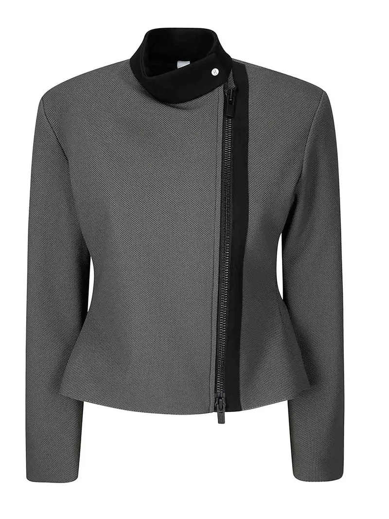 Giacca con cerniera in rete Grigio