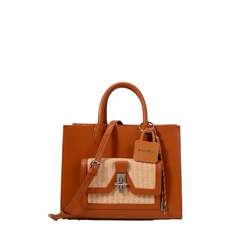 Borsa a mano in sintetico liscio e paglia da donna Chabrand Lena