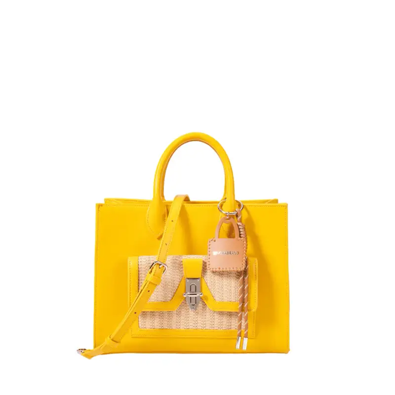 Borsa a mano in sintetico liscio e paglia da donna Chabrand Lena