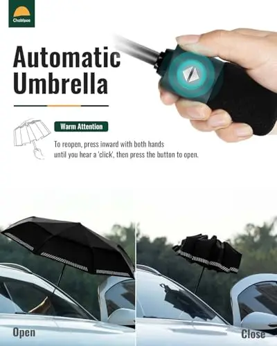 Chakipee 8 ossa Ombrello Pieghevole Pioggia da Viaggio Antivento miniatura 3