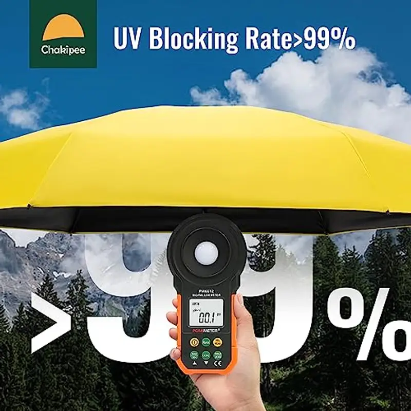 Chakipee Mini Regenschirm Klein Taschenschirm Mit 6 Rippen kompakt Faltbar Leicht Im Freien UV Schutz Regenschirme Schirm für Sonne und Regen Gelb miniatura 2