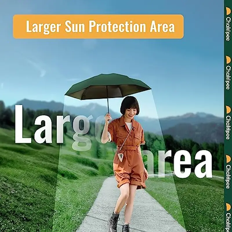 Chakipee Mini Regenschirm Klein Taschenschirm Mit 6 Rippen kompakt Faltbar Leicht Im Freien UV Schutz Regenschirme Schirm für Sonne und Regen Grün miniatura 3