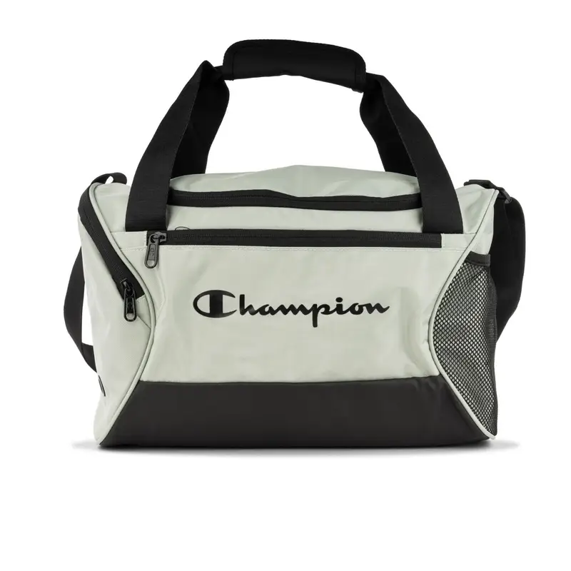 Borsa sportiva grigia con tasconi con zip e maxi logo