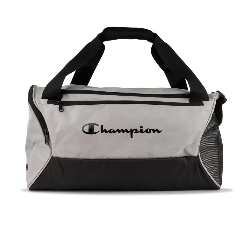 Borsa sportiva grigia con tasconi e maxi logo