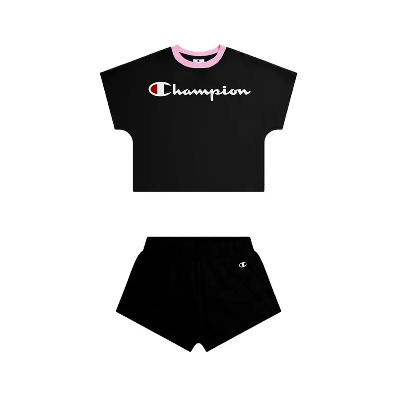 Completo Sportivo T-Shirt + Shorts Nero Bambina XS