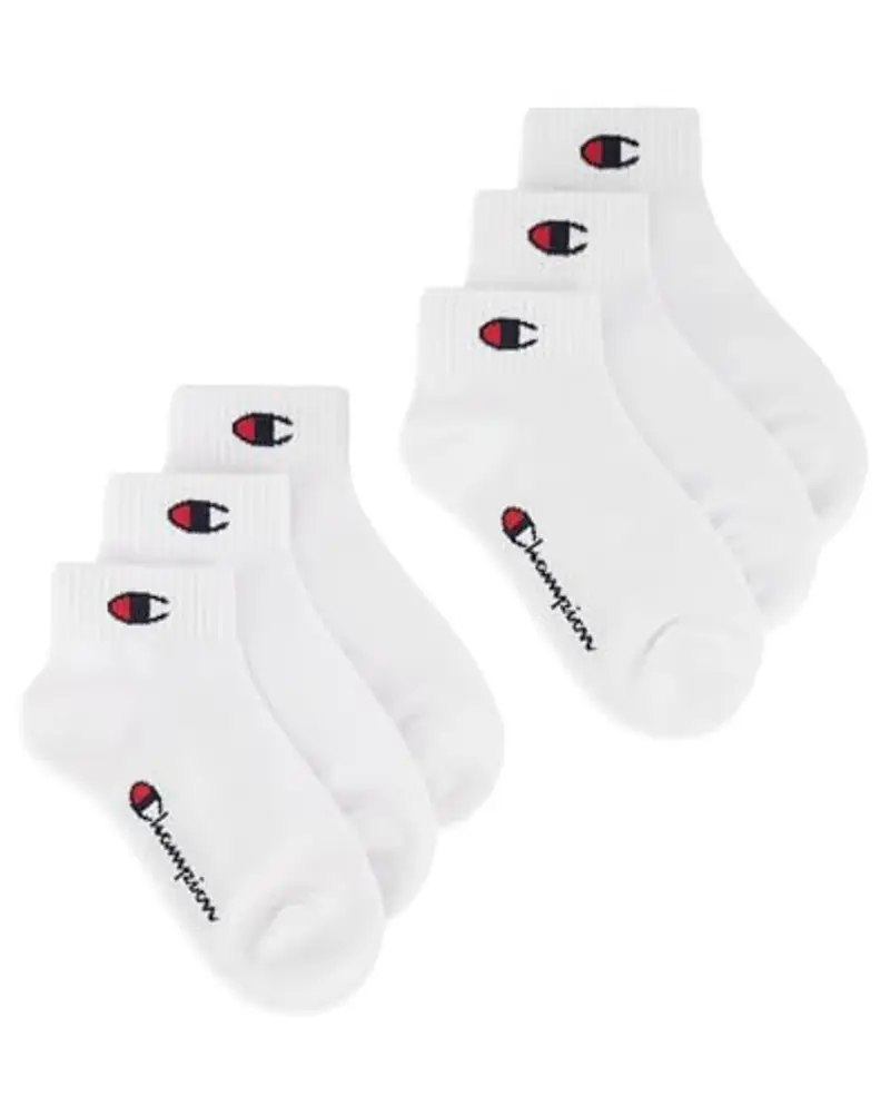 Champion Core Socks Junior 6PP Quarter, Bianco, 27-30 EU (9-11.5 Kids UK) Unisex - Bambini e ragazzi -FW23
