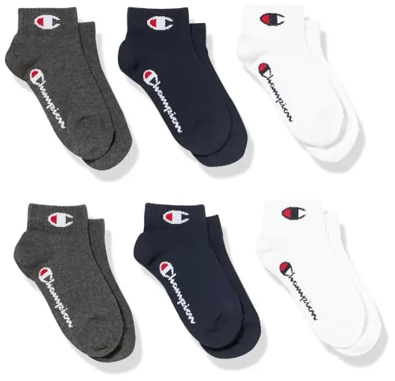 Champion Core Socks Junior 6PP Quarter, Blu (Marino), 31-34 EU (12-2 Kids UK) Unisex - Bambini e ragazzi -FW23