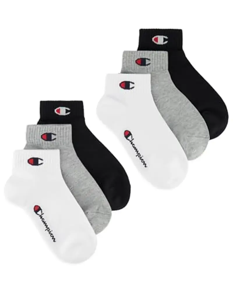 Champion Core Socks Junior 6PP Quarter, Grigio (Melange Chiaro), 31-34 EU (12-2 Kids UK) Unisex - Bambini e ragazzi -FW23