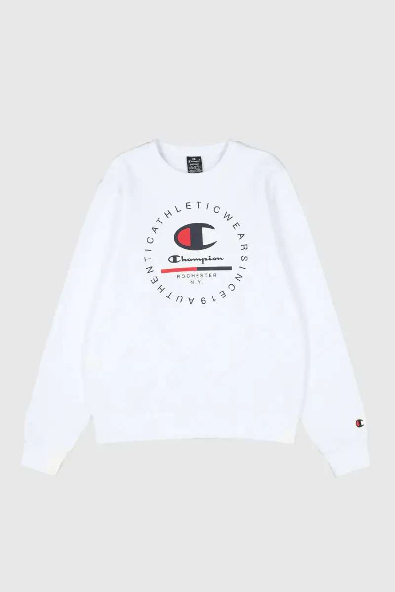 Felpa Bianca girocollo senza cappuccio Champion Crewneck Sweatshirt [BIANCO] miniatura 3