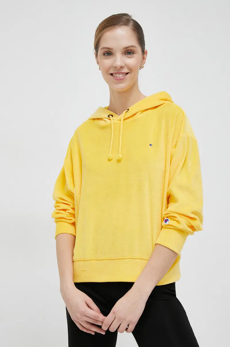 felpa donna con cappuccio Giallo miniatura 2