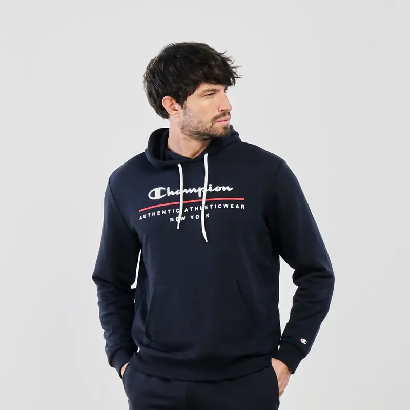 Felpa sportiva blu con cappuccio