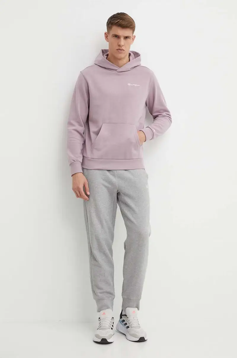 felpa uomo colore violetto con cappuccio E20000 Rosa miniatura 2