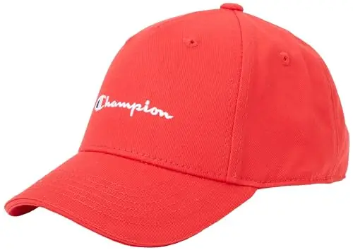Champion Icons Accessories Junior Caps - 802421 Woven Cotton Twill Small Script Logo Cappellino da Baseball, Rosso,