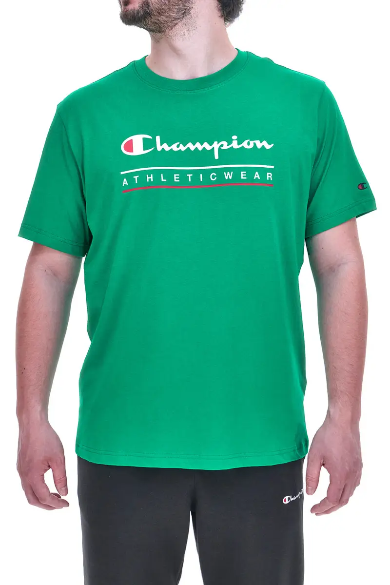 Maglietta a Maniche Corte Verde Con Logo sul petto Champion 220772 [VERDE]