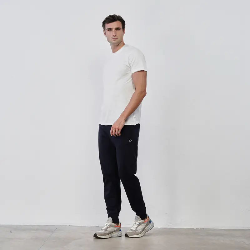 Pantaloni sportivi blu da uomo con logo e polsini