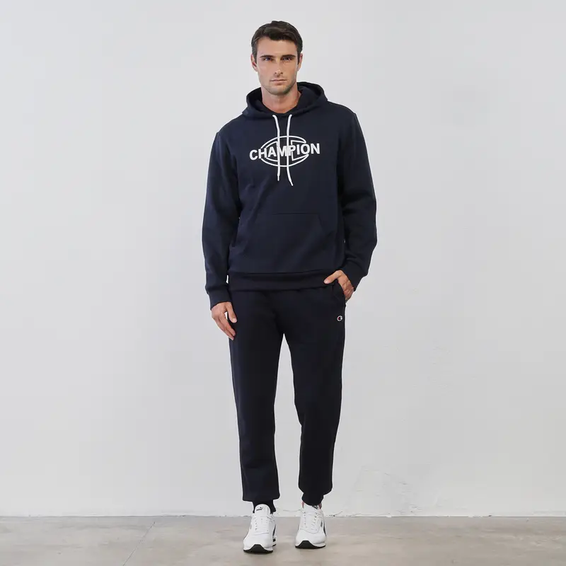 Pantaloni sportivi lunghi blu da uomo con polsini