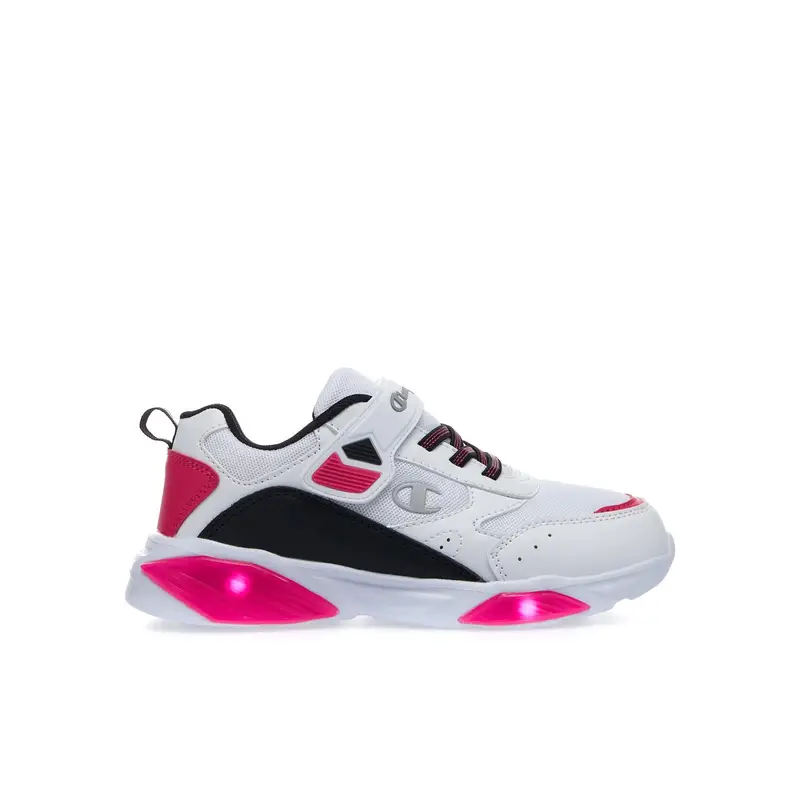 Sneakers bambina da ginnastica bianche con luci e strappo