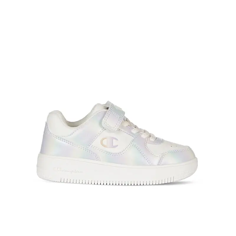 Sneakers basket bambina bianche effetto perlato con strappo