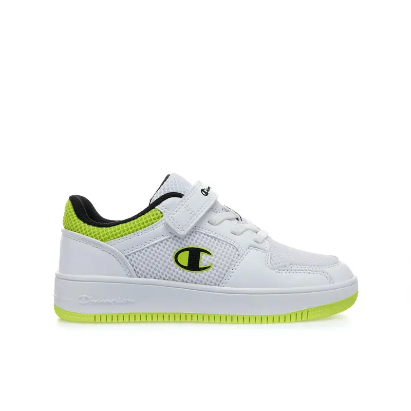 Sneakers basket bianche e fluo Rebound da bambino con velcro