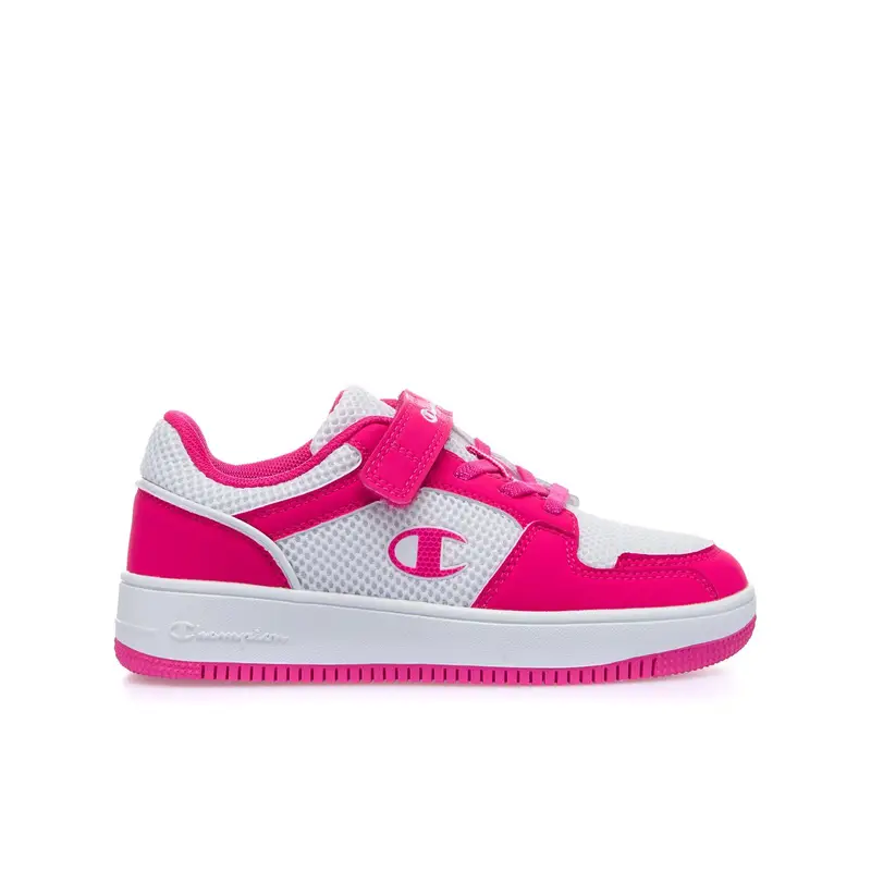 Sneakers basket bianche e fucsia rebound da bambina con velcro