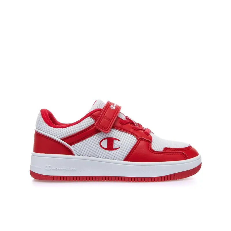 Sneakers basket bianche e rosse da bambino Rebound con velcro