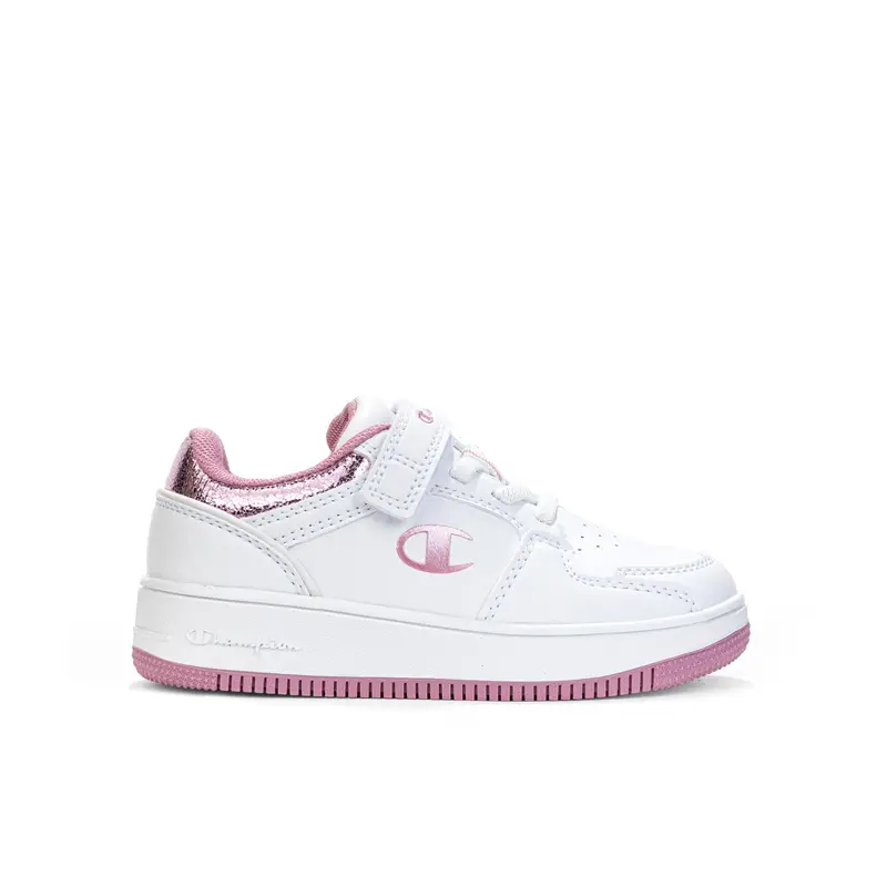 Sneakers basket da bambina Rebound bianche e rosa con strappo