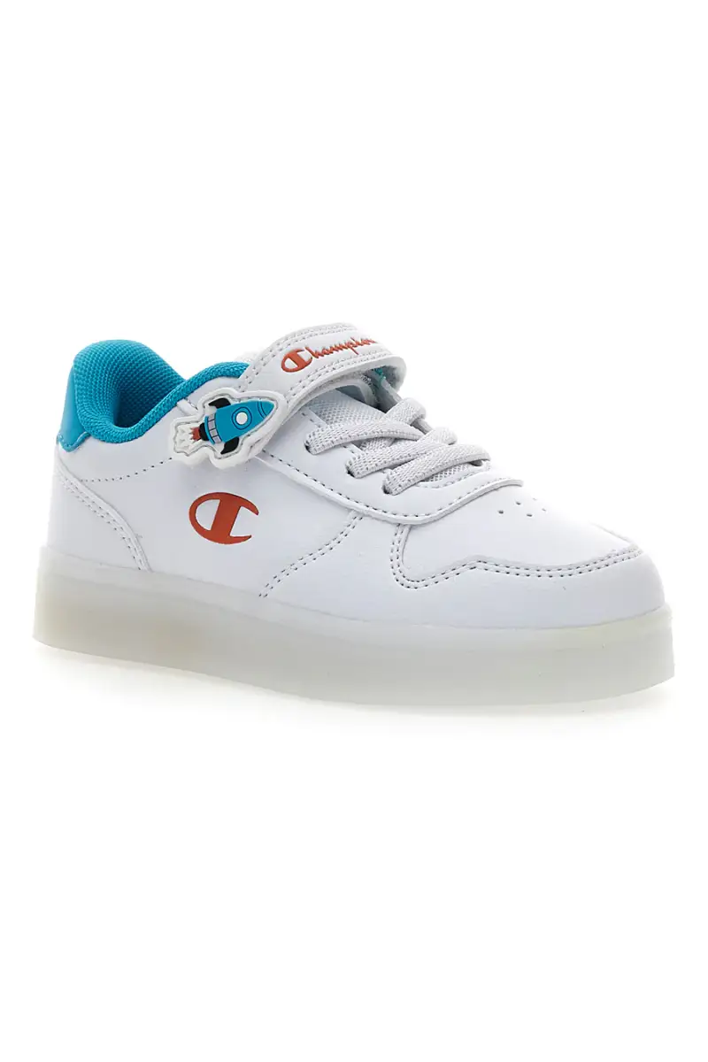 Sneakers bianche con dettagli azzurri e luci Champion GLW B TD [BIANCO] miniatura 2
