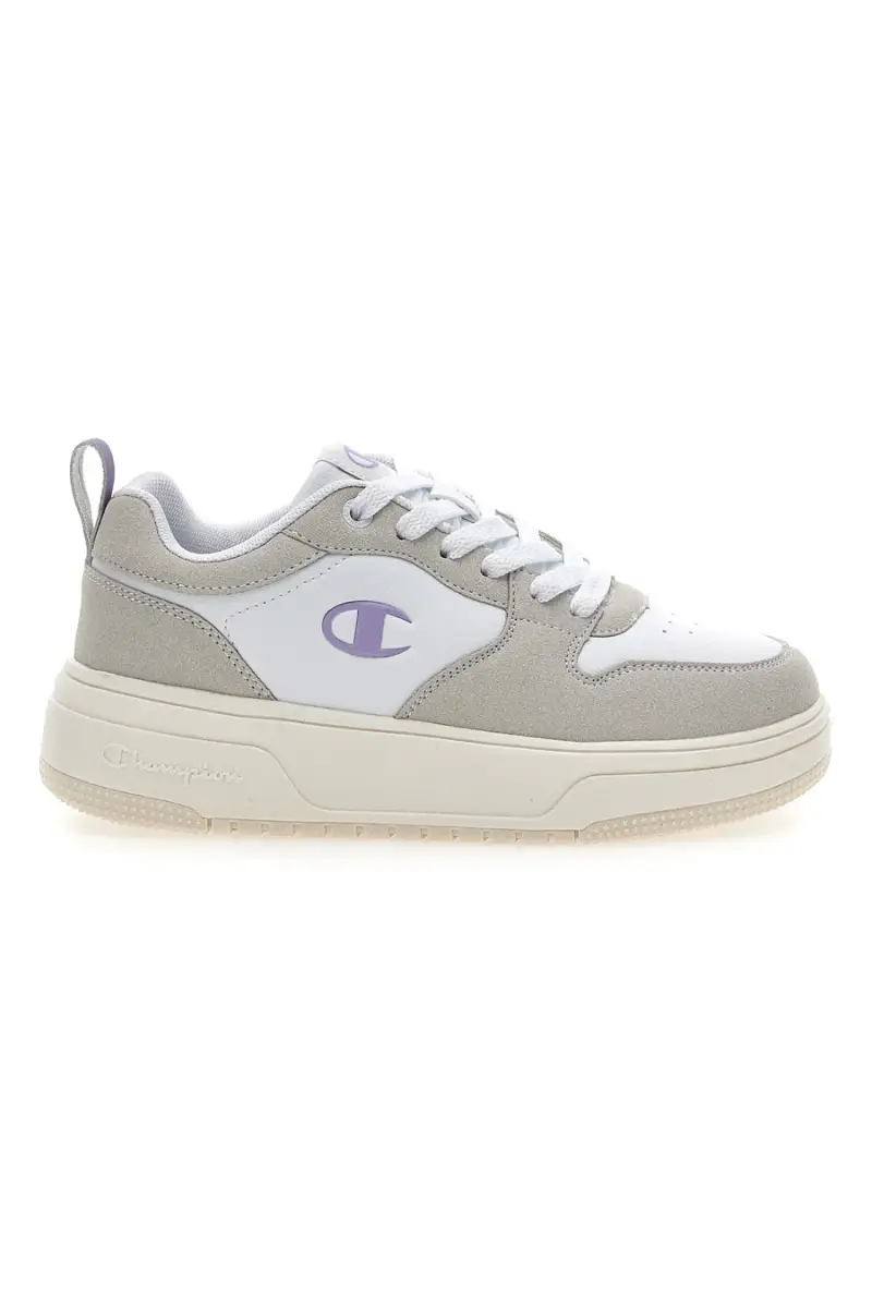 Sneakers bianche con dettagli grigi e lilla Champion Rd18 Lite Low [BIANCO]