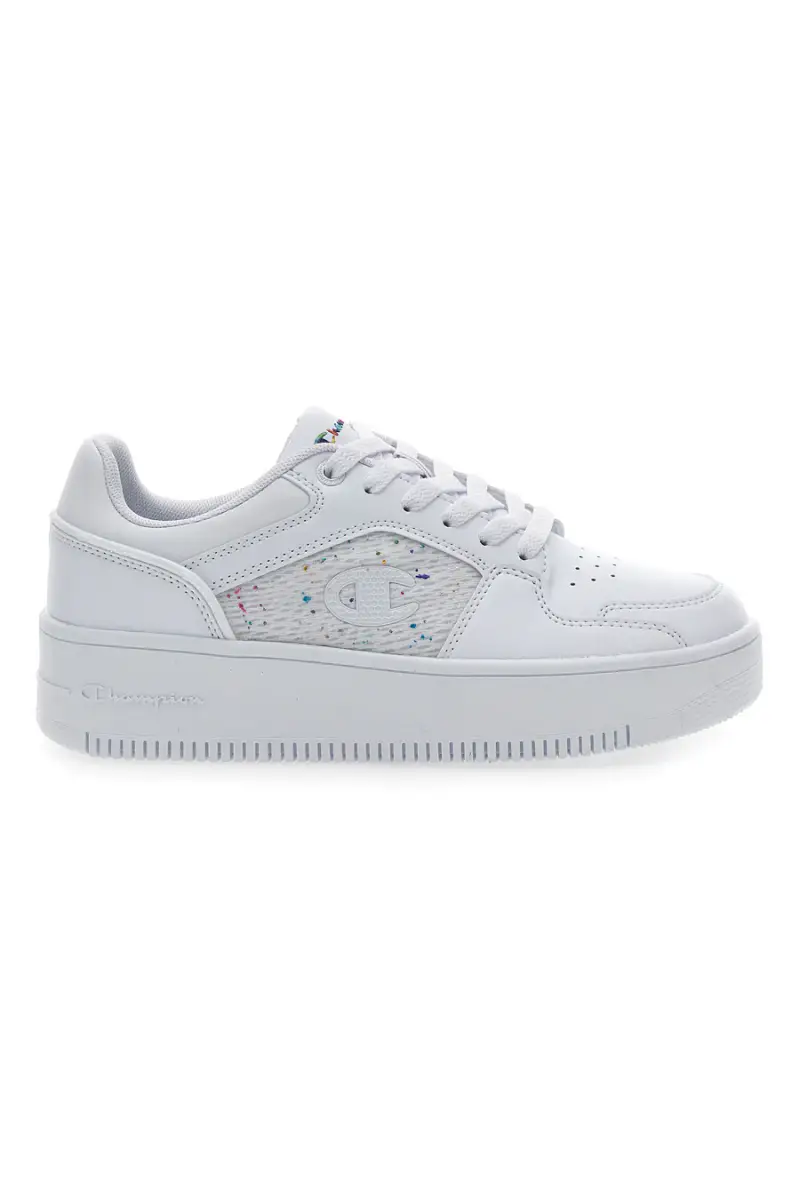 Sneakers Bianche con Lacci Champion Rebound Platform Abstract Low [MULTI]