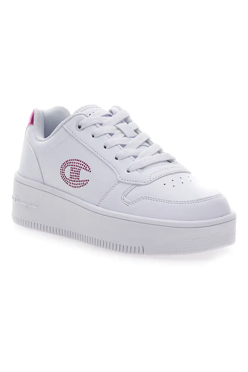 Sneakers Bianche con Logo in Glitter Rosa CHAMPION RD18 PLATFORM GLITTER G GS [BIANCO] miniatura 2