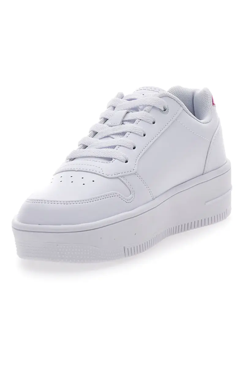 Sneakers Bianche con Logo in Glitter Rosa CHAMPION RD18 PLATFORM GLITTER G GS [BIANCO] miniatura 3