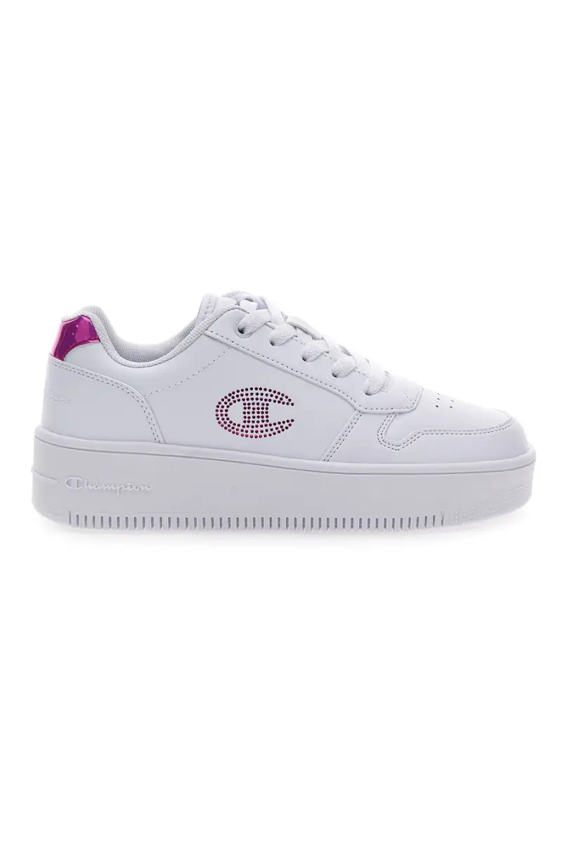Sneakers Bianche con Logo in Glitter Rosa CHAMPION RD18 PLATFORM GLITTER G GS [BIANCO]