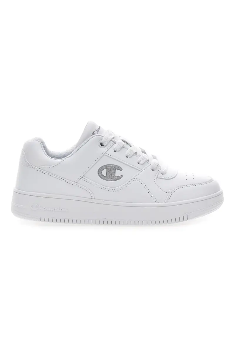 Sneakers Bianche con Logo Laterale Argento CHAMPION RD18 LOW G GS [BIANCO]