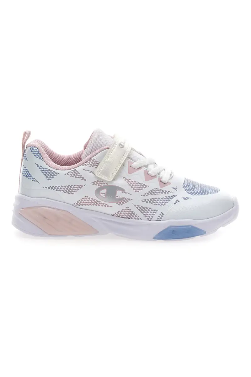 Sneakers bianche e rosa con luci Champion Wave Tri G PS [BIANCO]