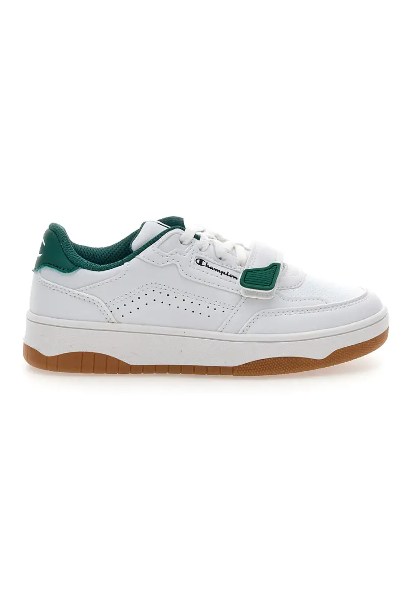 Sneakers bianche e verdi con strappo Champion RS25 U PS [BIANCO]